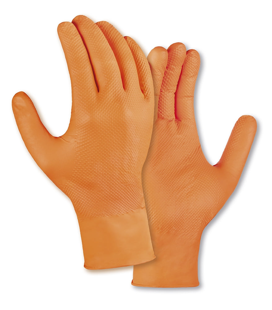 teXXor DIAMOND GRIP Nitril-Einweghandschuhe 50 in Orange - Paar