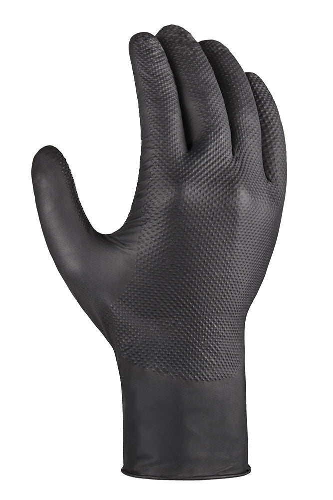 teXXor DIAMOND GRIP Nitril-Einweghandschuhe 50 in Schwarz - Handfrücken