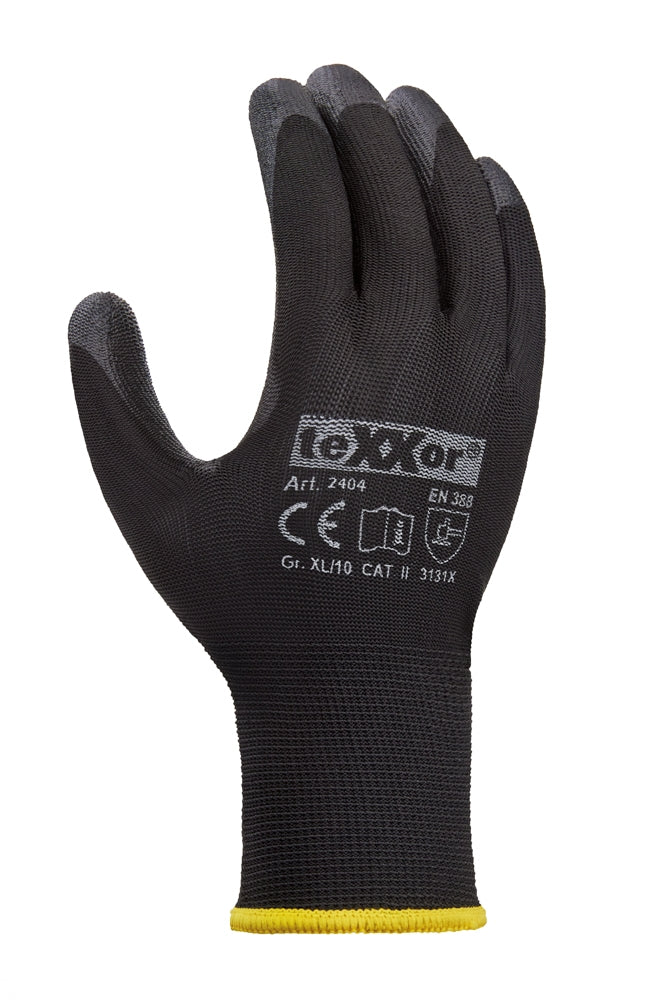 teXXor 2404 PU-Montagehandschuh Schwarz – Handrücken
