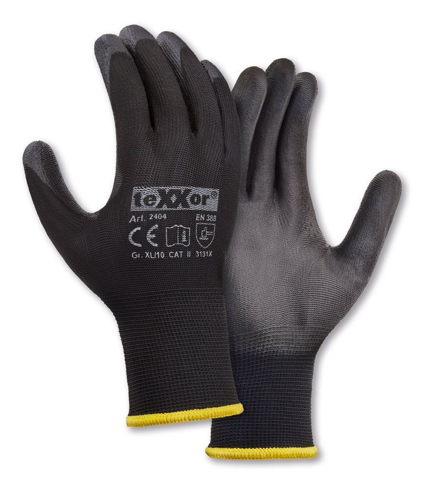 teXXor 2404 PU-Montagehandschuhe Schwarz – Paar