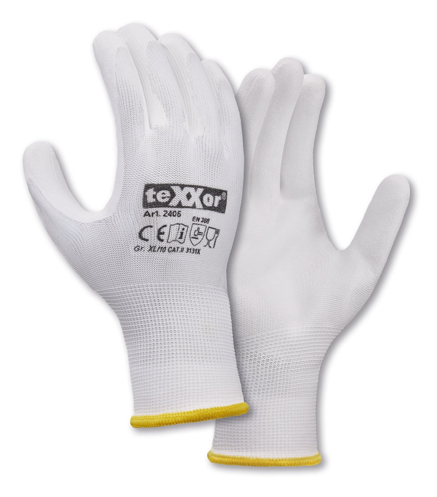 teXXor 2405 PU-Montagehandschuhe Weiß – Paar

